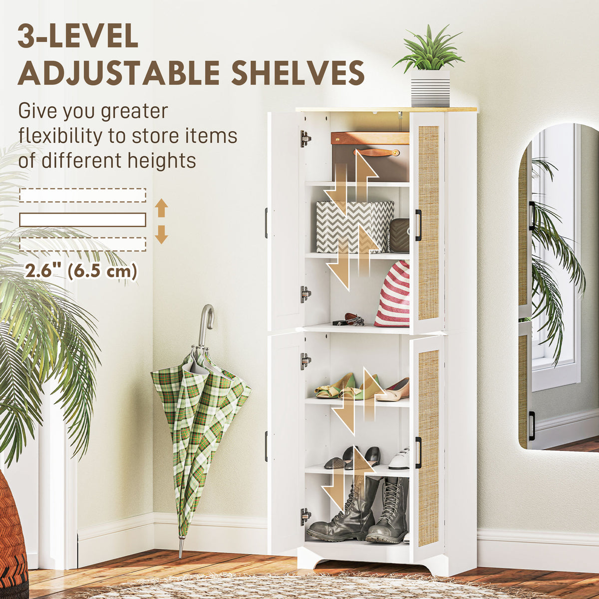 Armario de cocina independiente con puertas de ratán 170 cm