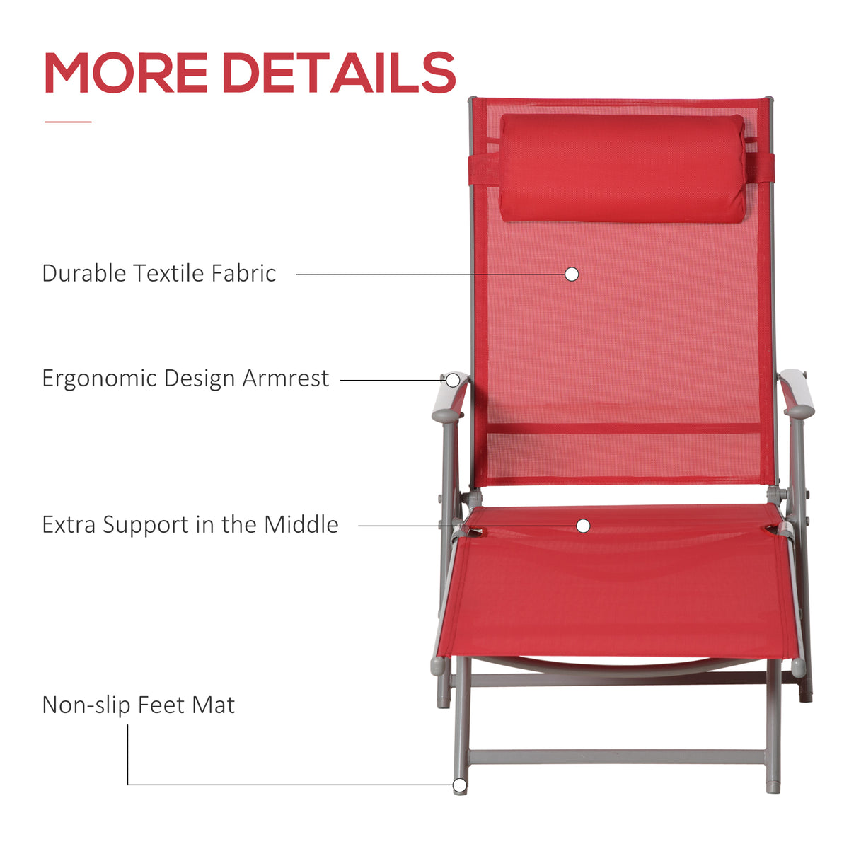 Tumbona plegable ajustable de acero — 7 posiciones