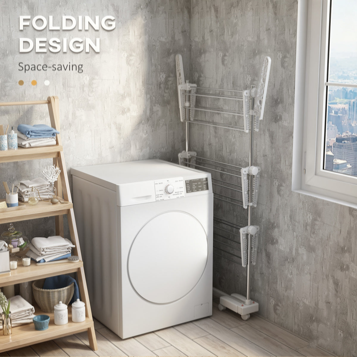 3-Tier foldable clothes drying rack stainless steel