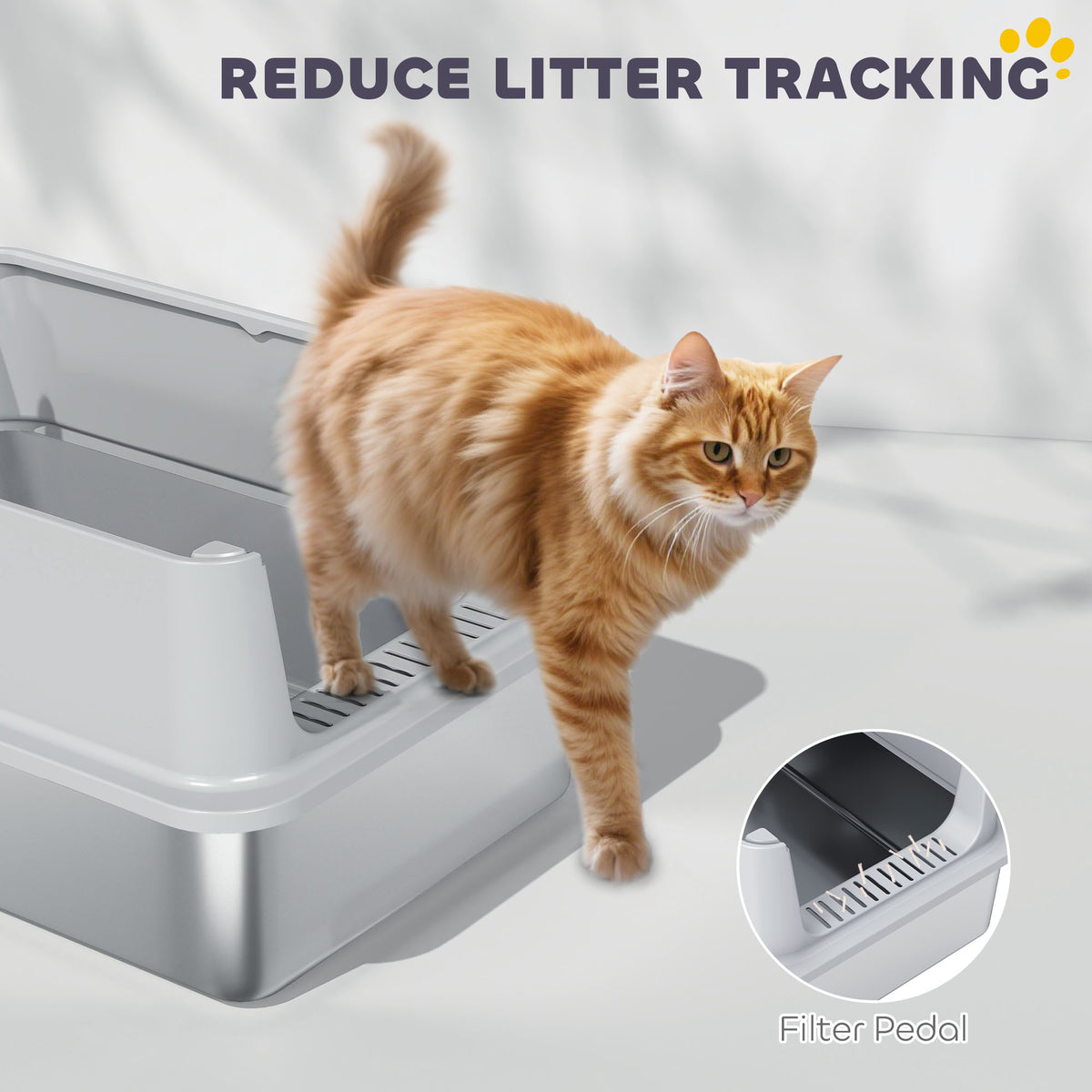XL Stainless Steel Cat Litter Box — Grey
