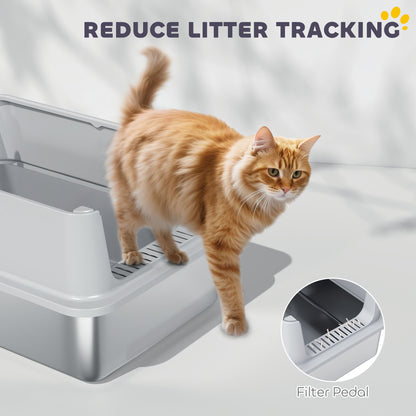 XL Stainless Steel Cat Litter Box — Grey