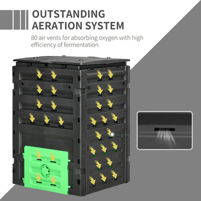 Outdoor Compost Bin 80 Vents 2 Doors 450 L