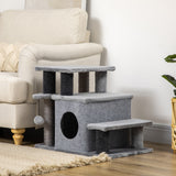 Escaleras para gatos con rascador y caseta