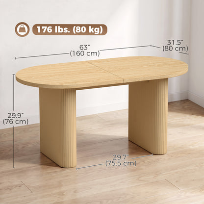 Rustic farmhouse oval dining table wood grain