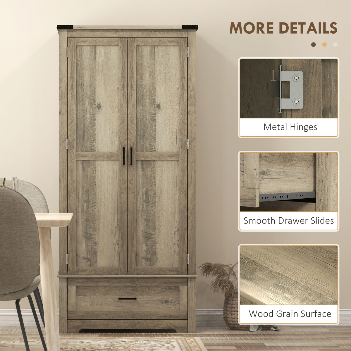 Farmhouse Kitchen Pantry Cabinet 69 in Tall