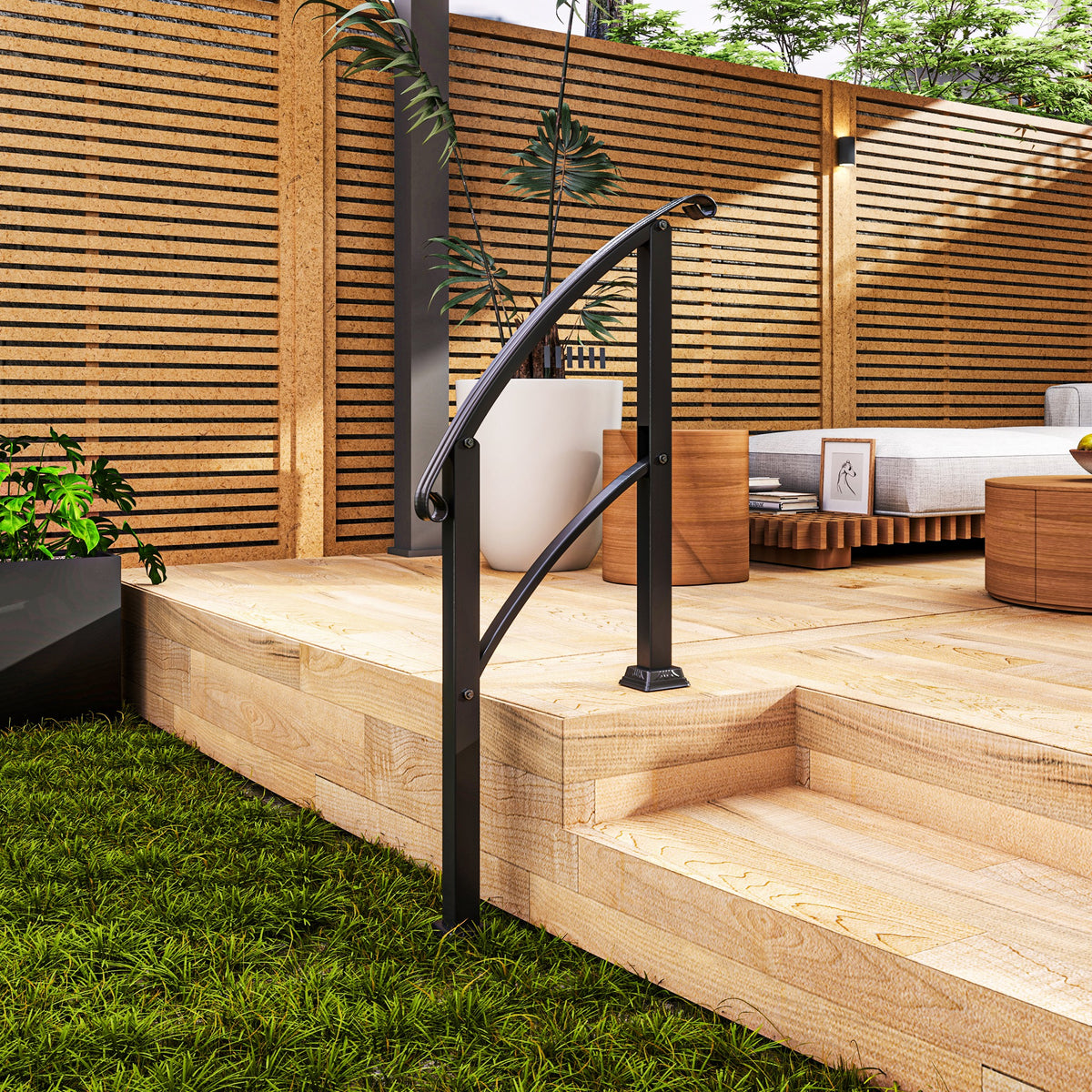 Rampa de escalera ajustable de 1 a 3 peldaños de acero