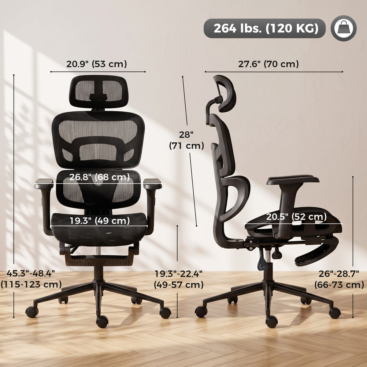 Ergonomic Mesh Office Chair with Footrest