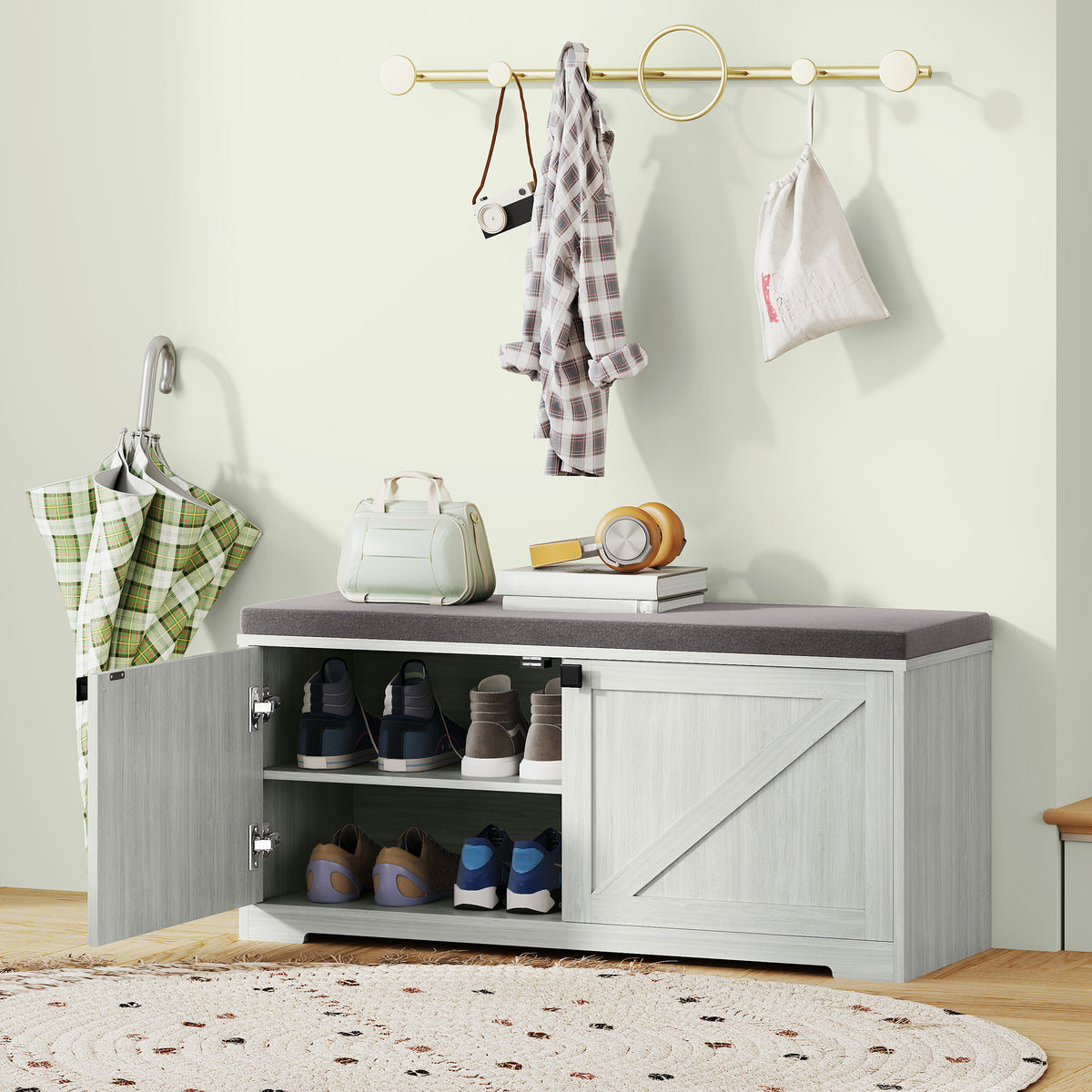 Padded Shoe Storage Bench