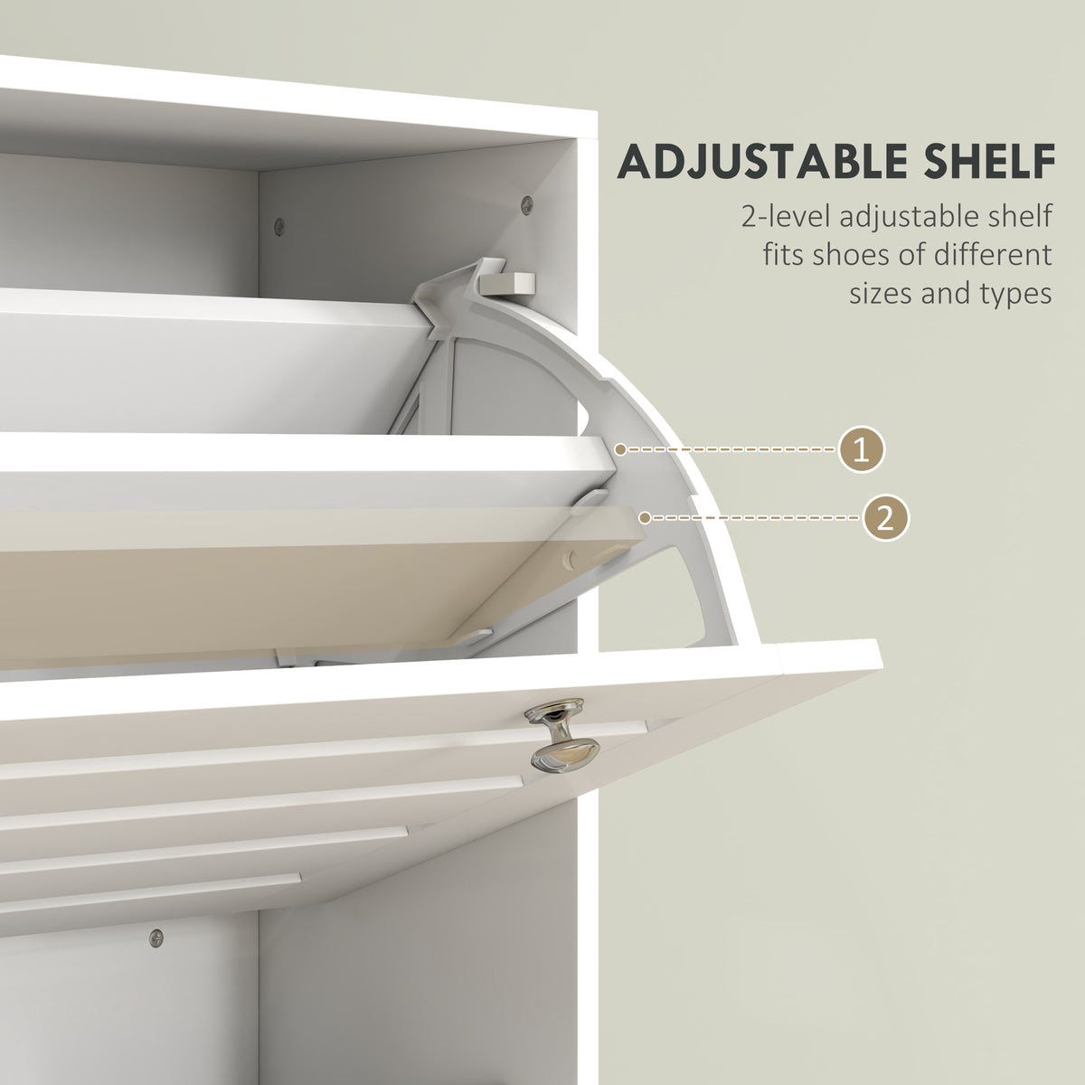 Narrow shoe storage cabinet 3 flip drawers