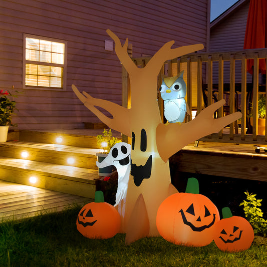 Inflatable Halloween LED Tree with Owl and Pumpkins