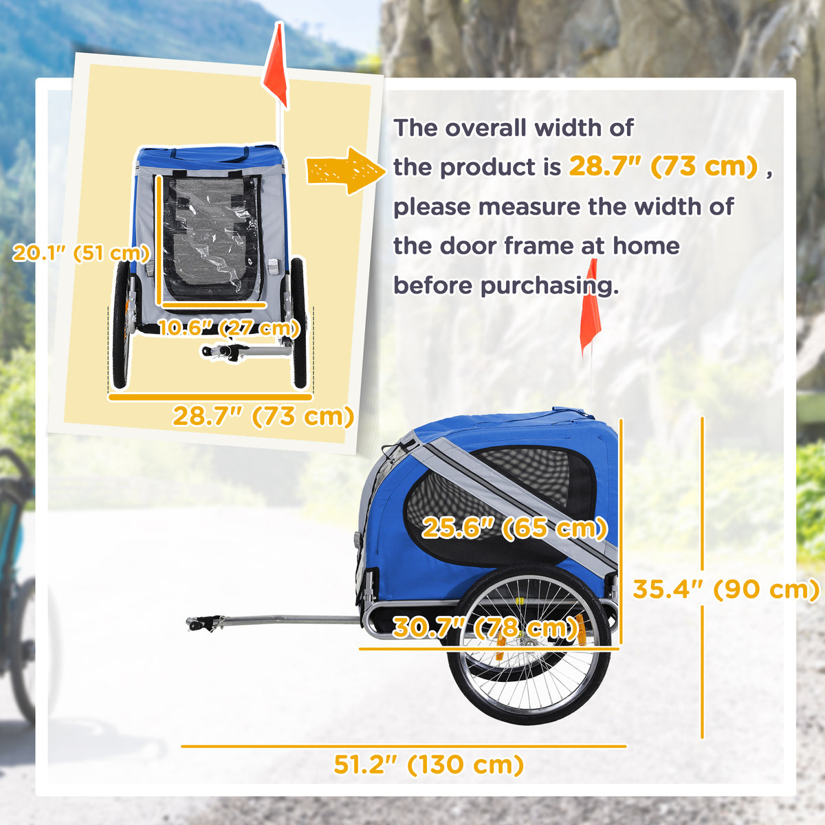 Dog bike trailer with 3 entrances
