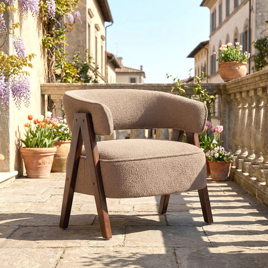 Sherpa Fleece Accent Chair Solid Wood Legs Nordic