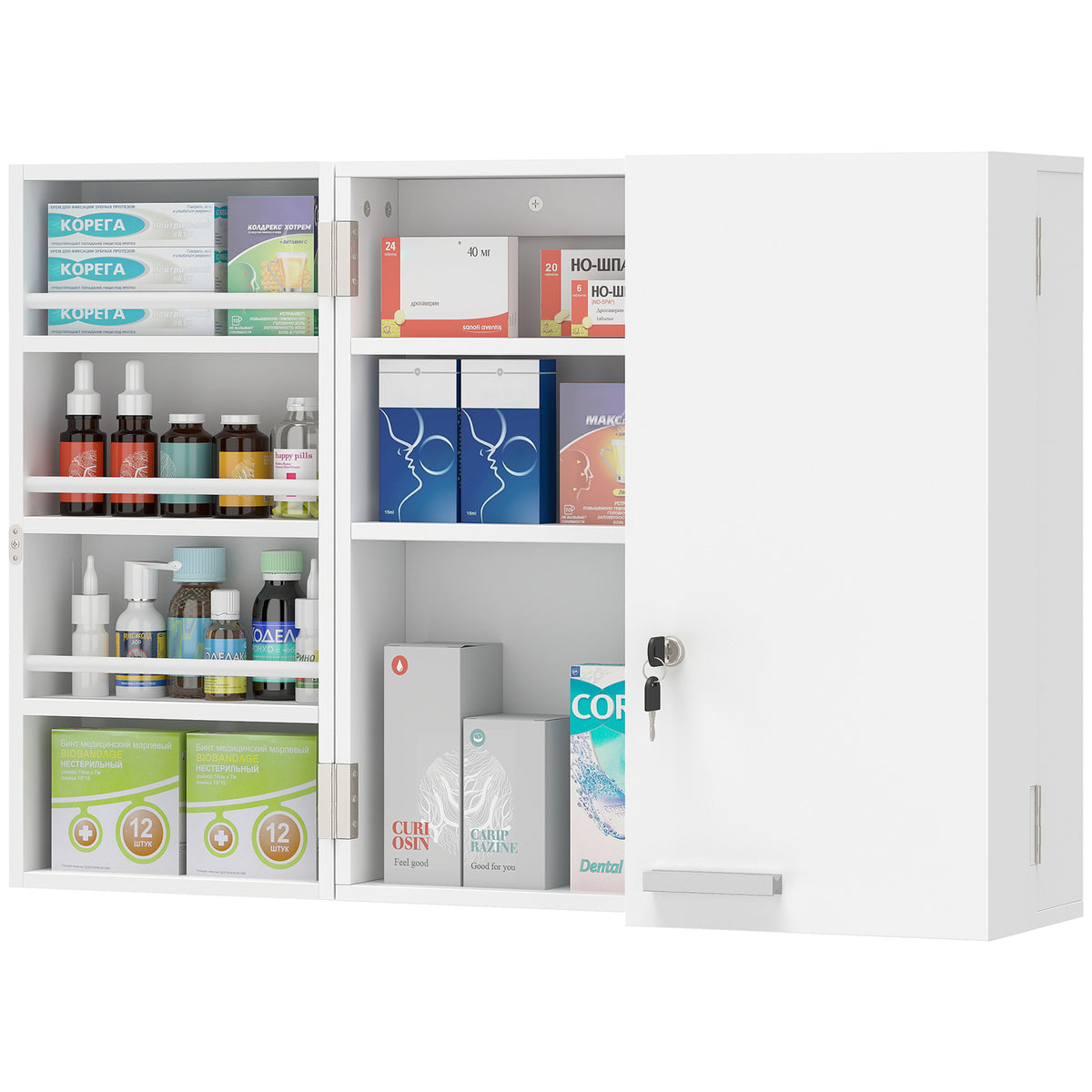 Wall mount lockable medicine cabinet
