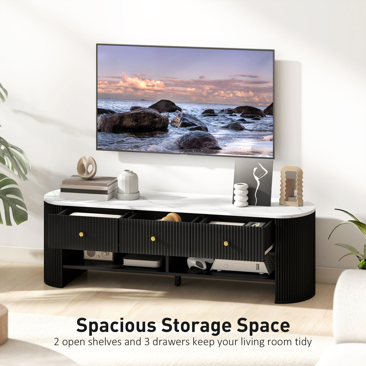 Modern marble effect TV stand for 81-165 cm TV