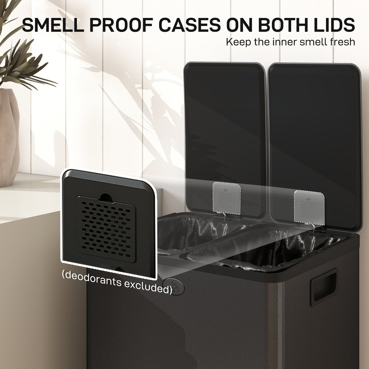 Dual Garbage Bin with Foot Pedal 2 x 28 Litre
