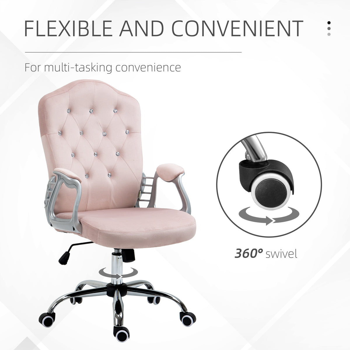 Office chair velvet French style crystal buttons