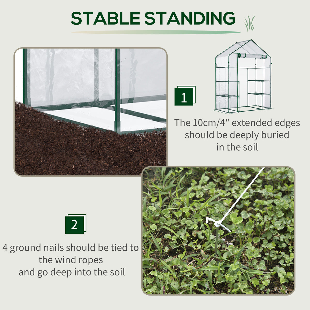 Walk-in Garden Greenhouse 4 Shelves Roll-Up Door