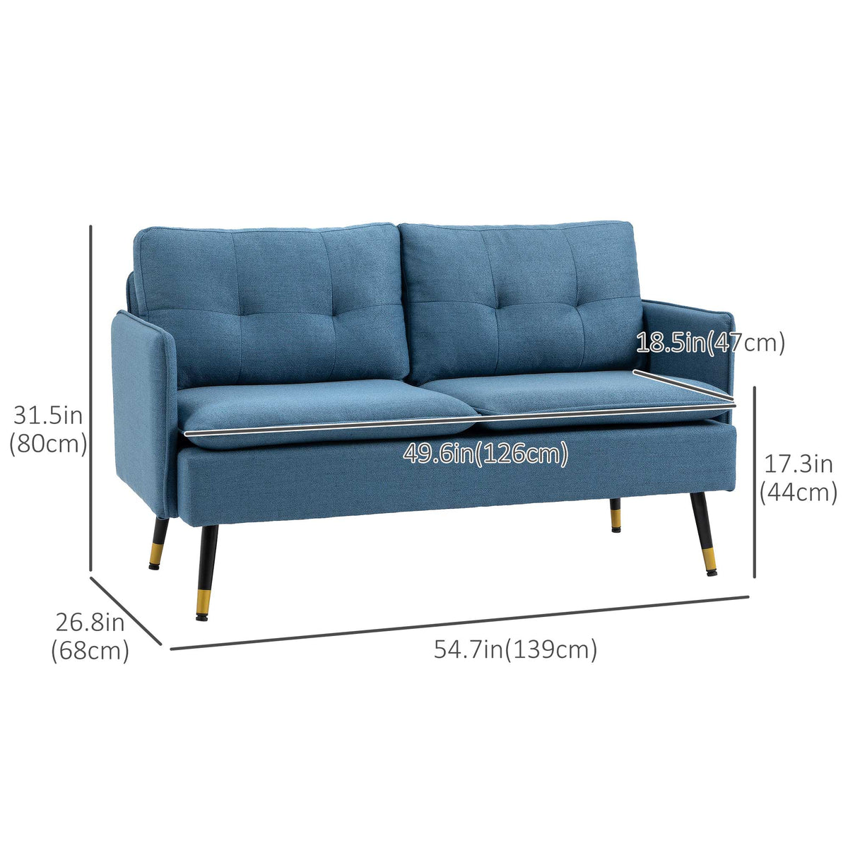Loveseat Sofa Button Tufted Linen S Spring