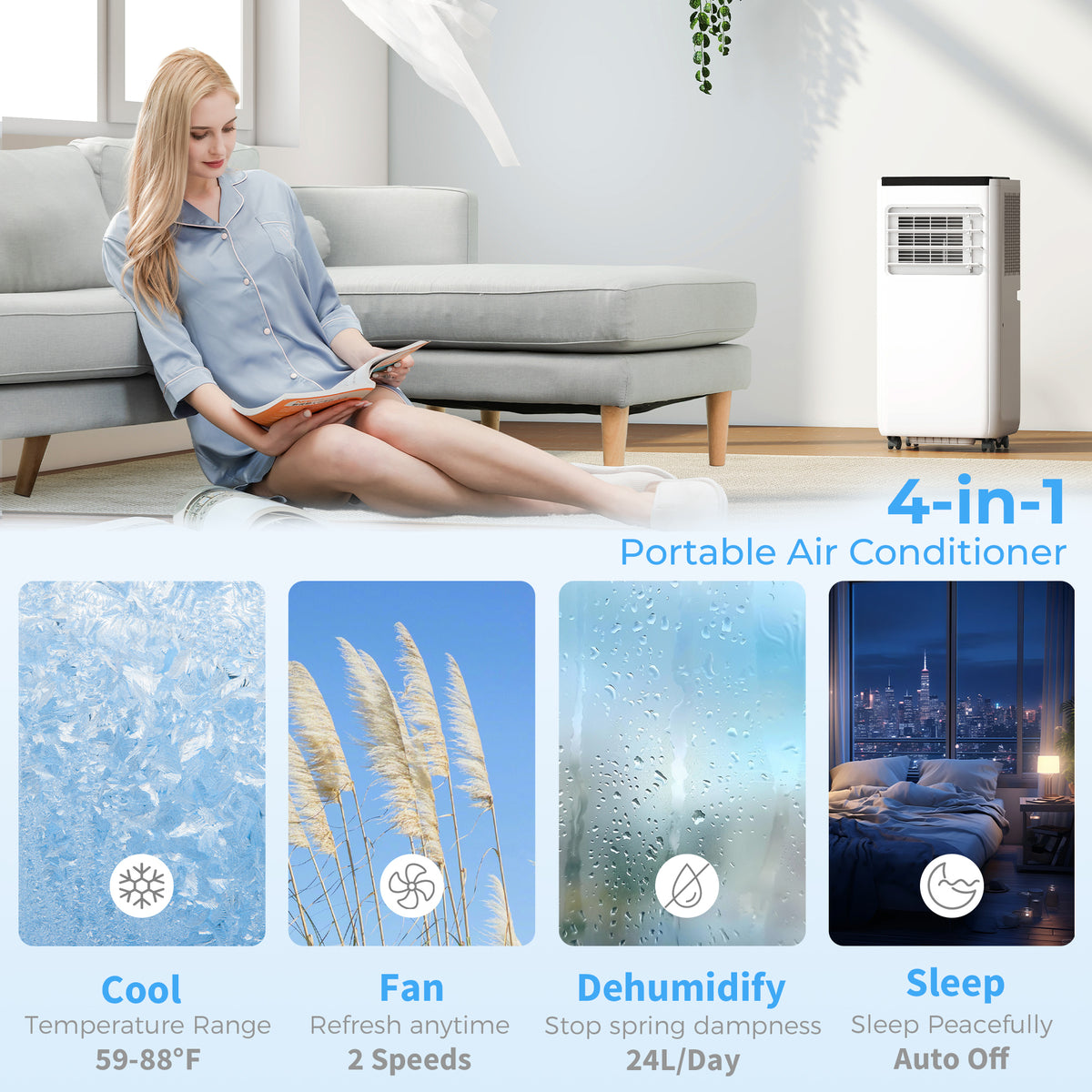 Aire acondicionado portátil 8000 BTU 4 en 1 WiFi