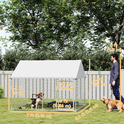 Corral exterior para perros con techo impermeable