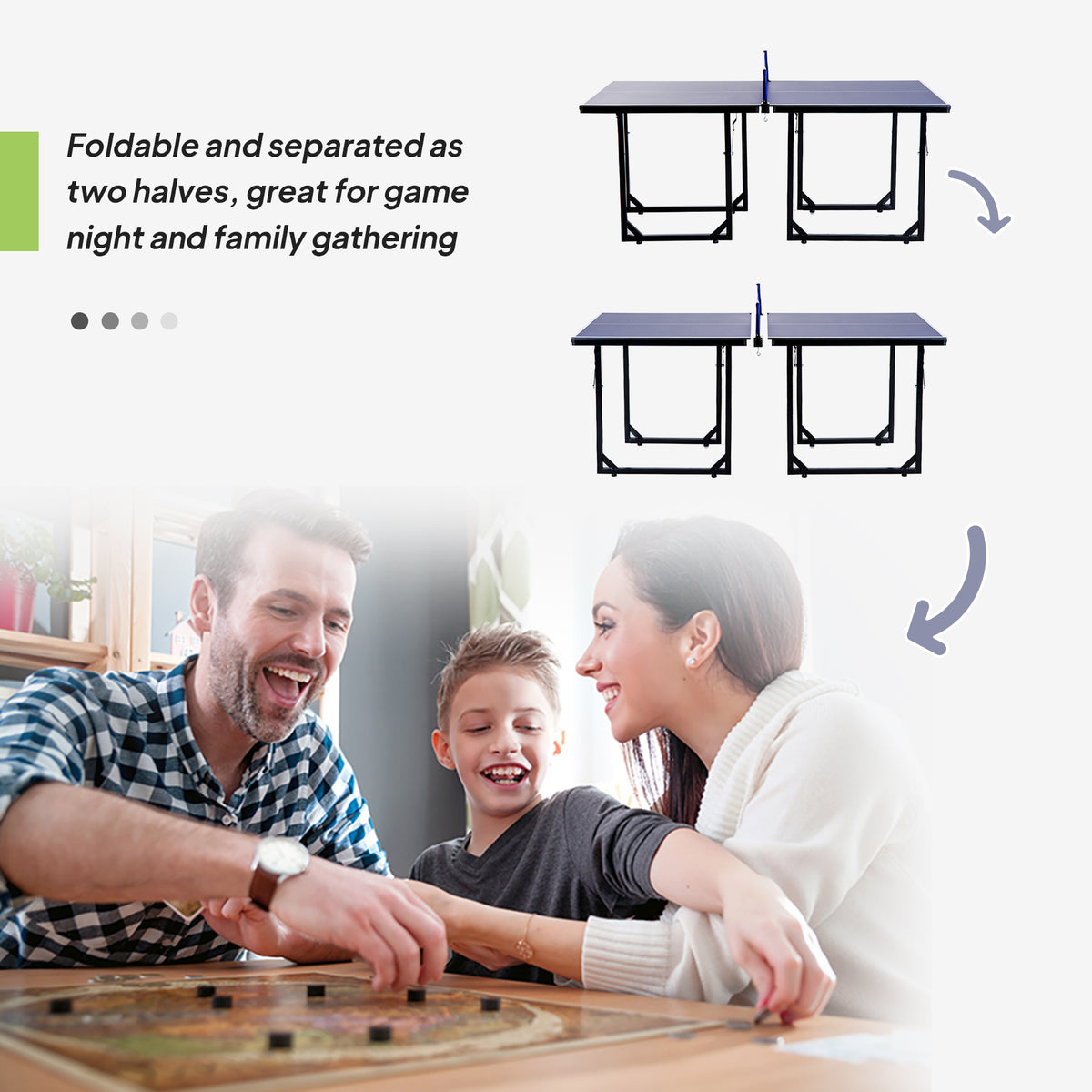 Compact Folding Ping-Pong Table Multi-Use 6x3ft