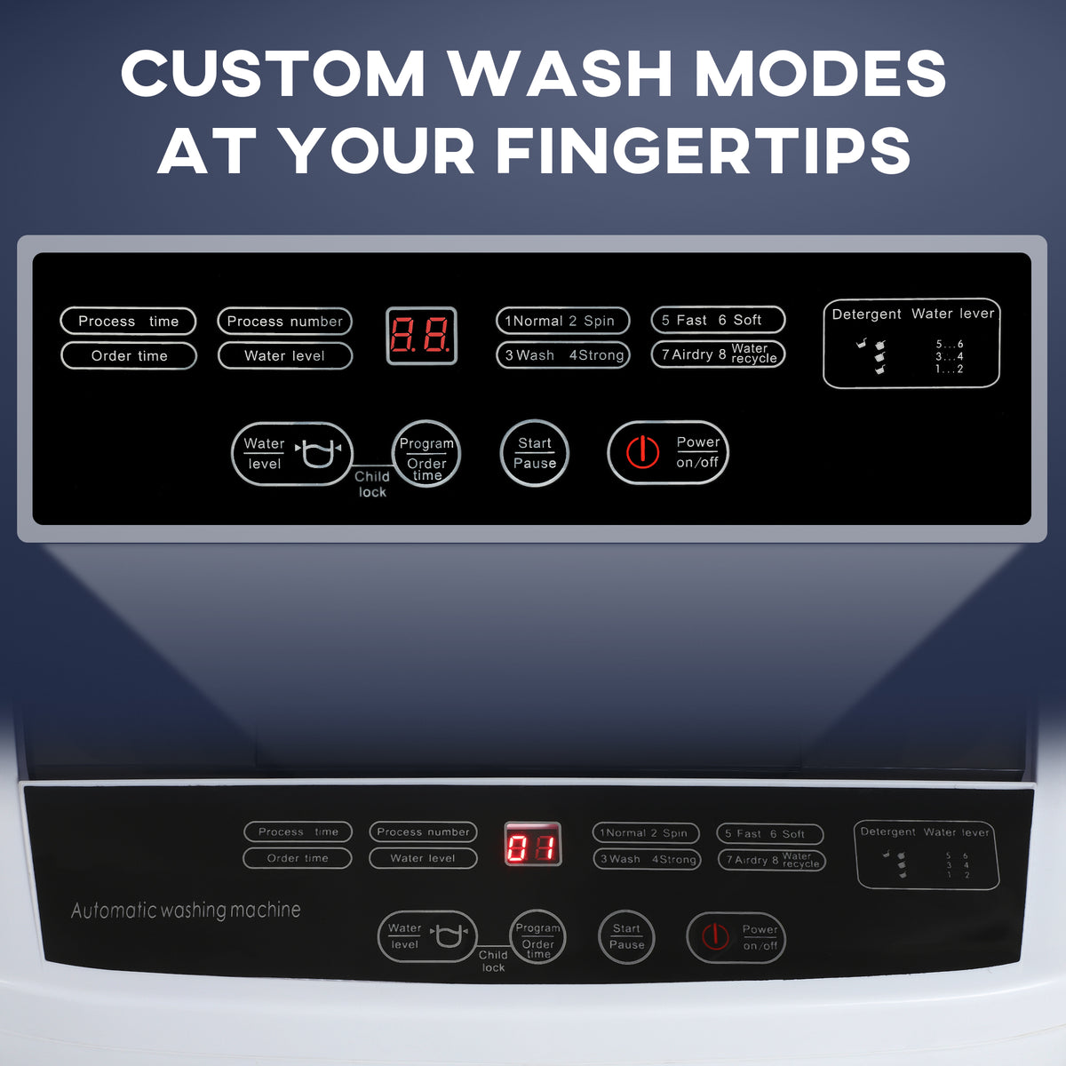 Portable Washer Automatic 8 Programs 6 Water Levels