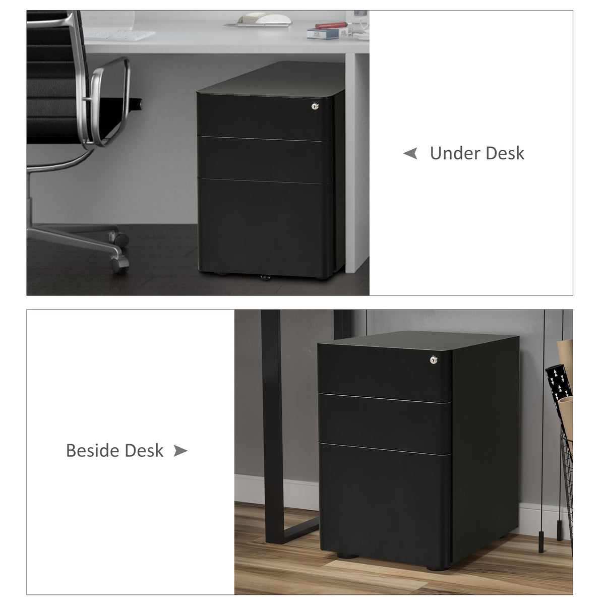 Mobile Filing Cabinet 3 Drawer with Wheels