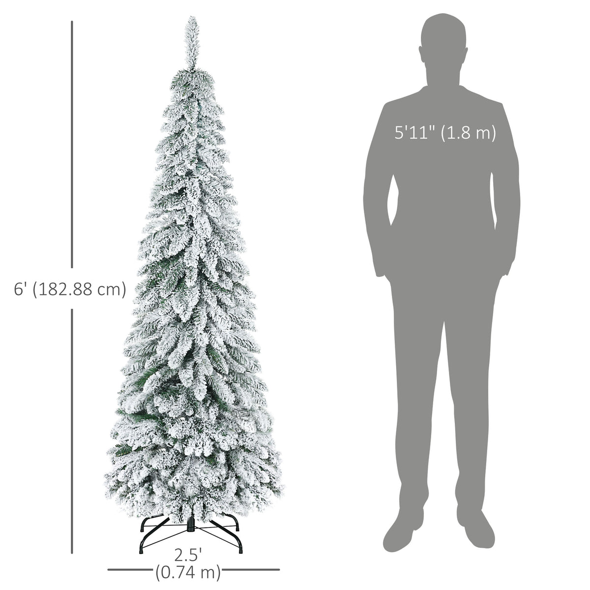 183 cm Artificial Slim Flocked Christmas Tree