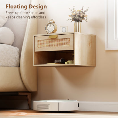 Floating bedside table wall-mounted nightstand — Set of 2