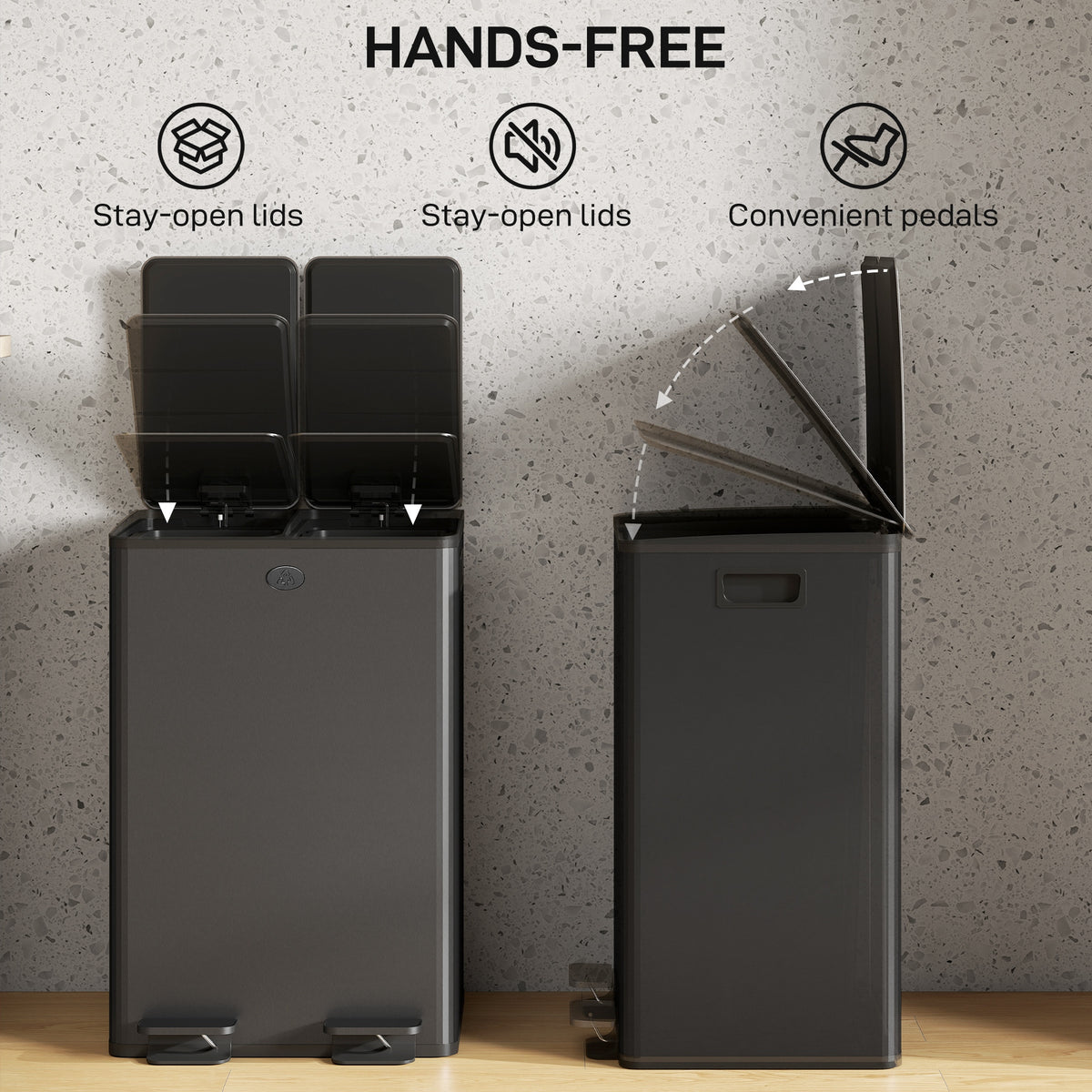 Dual Garbage Bin with Foot Pedal 2 x 28 Litre