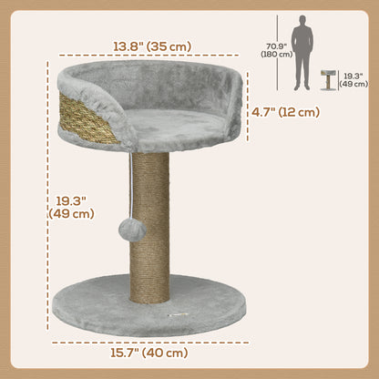 Cat Tree with Scratching Post Toy Ball Perch — Grey