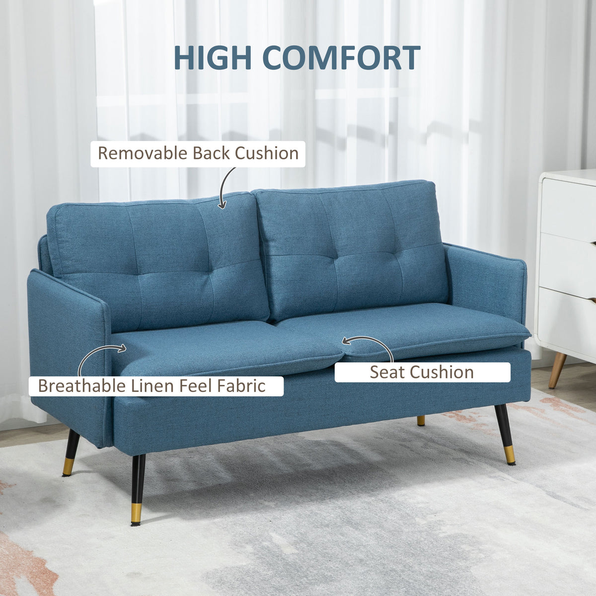Loveseat Sofa Button Tufted Linen S Spring