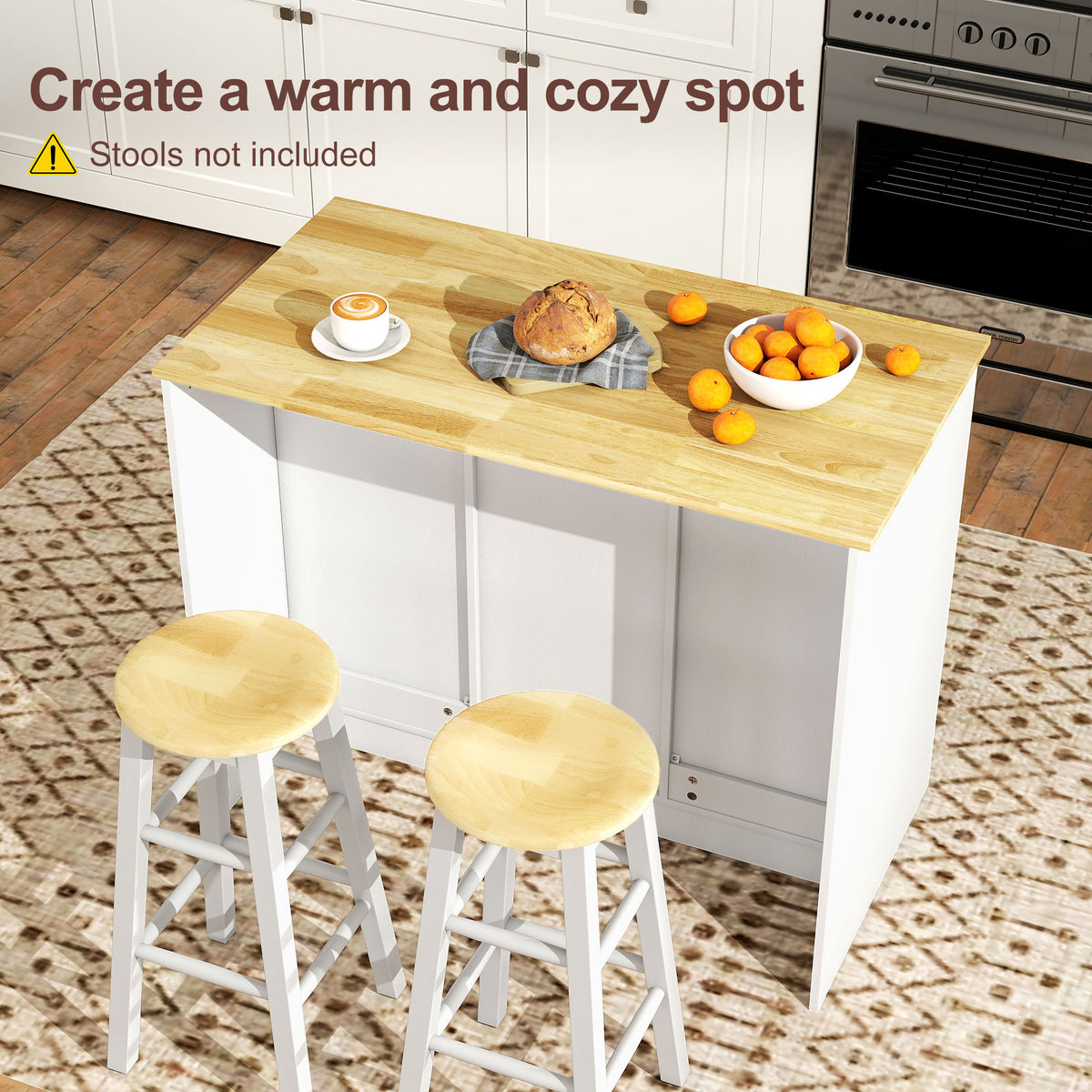 Kitchen island with storage and seating space