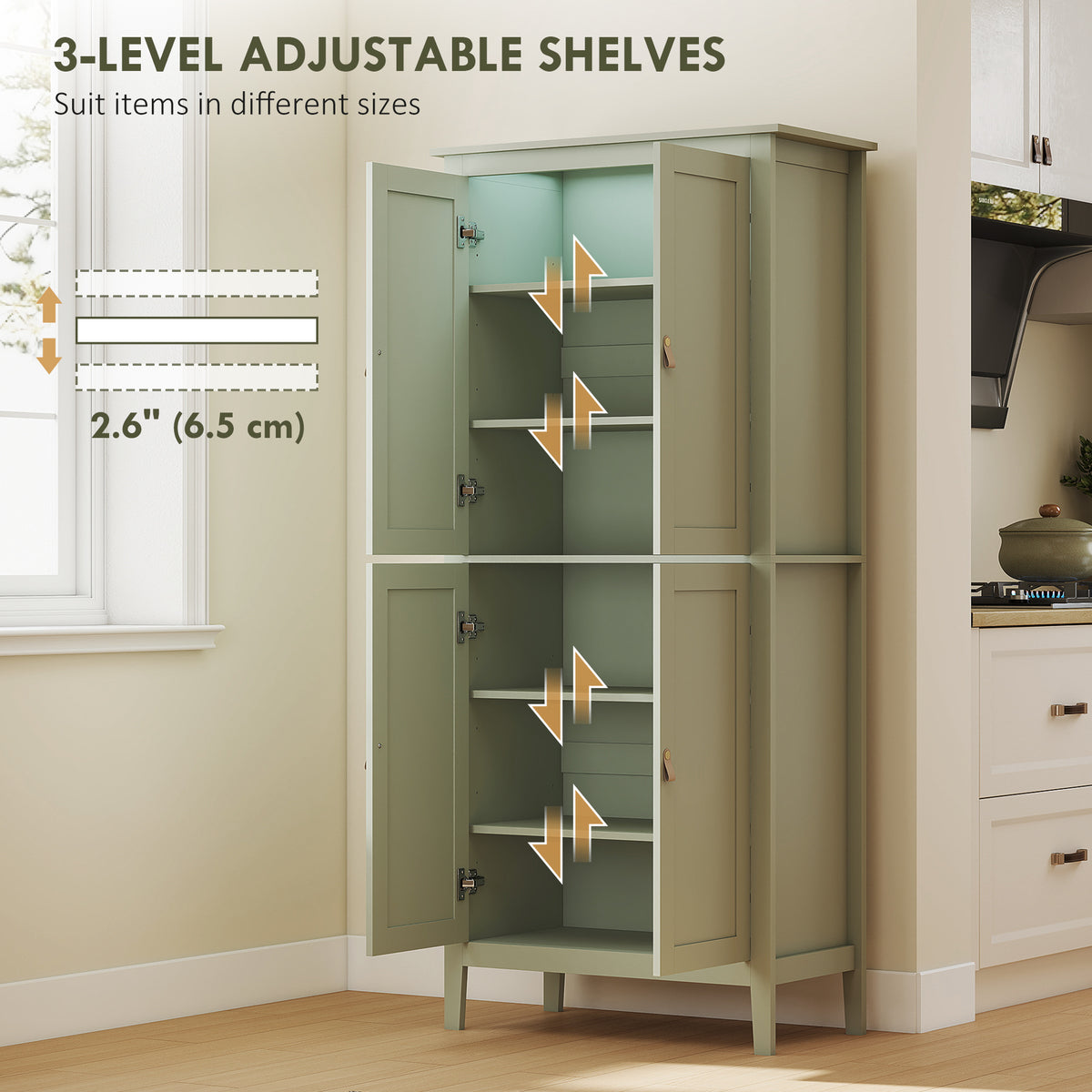 Tall kitchen pantry storage cabinet