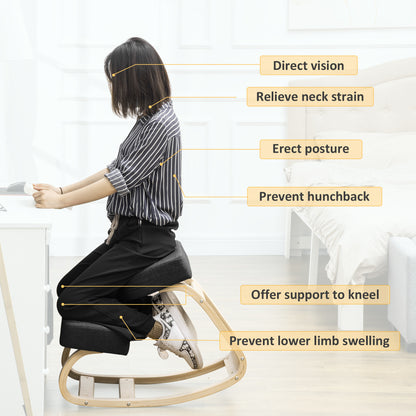 Ergonomic wooden kneeling chair for posture
