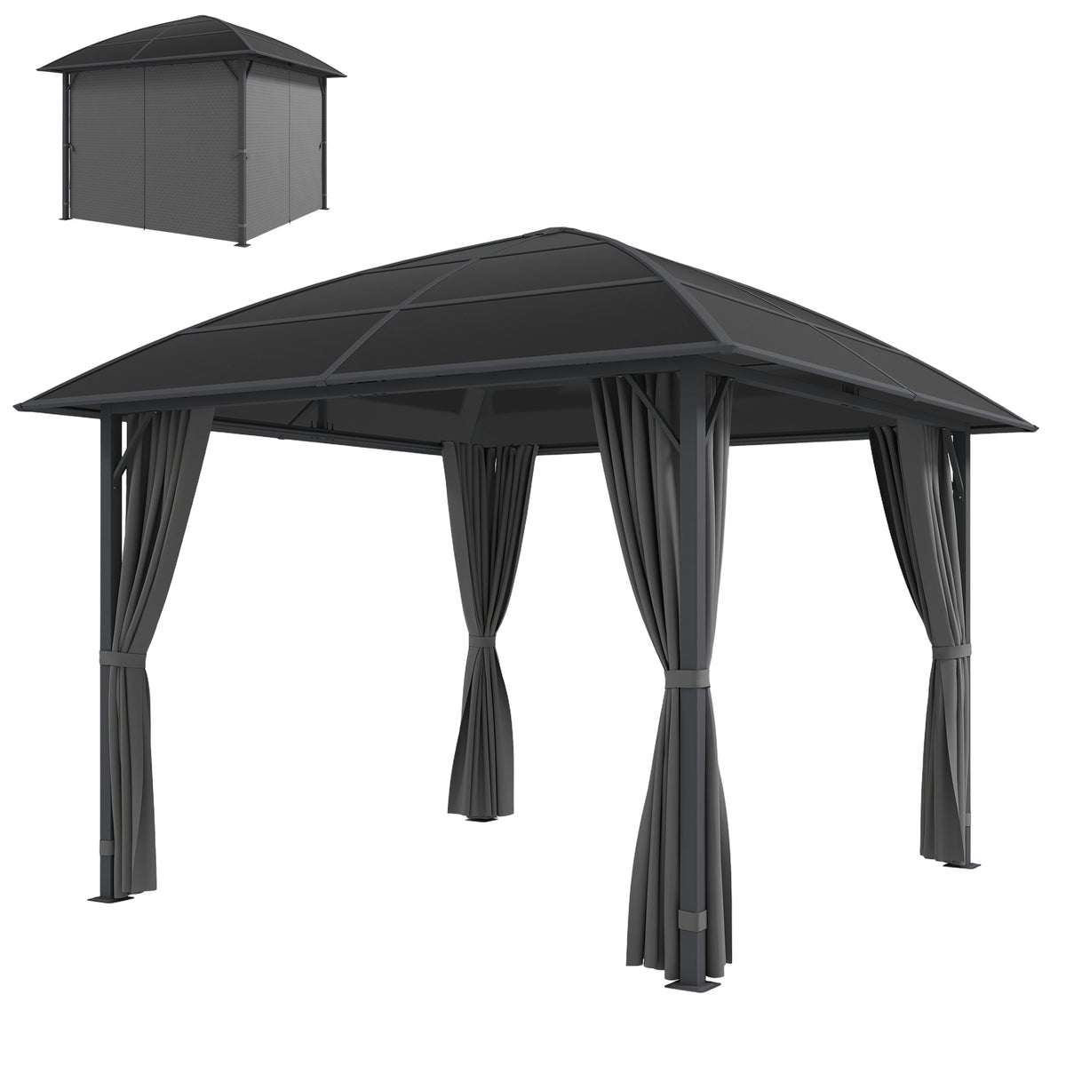 Hardtop Polycarbonate Gazebo UV60+ with Curtains