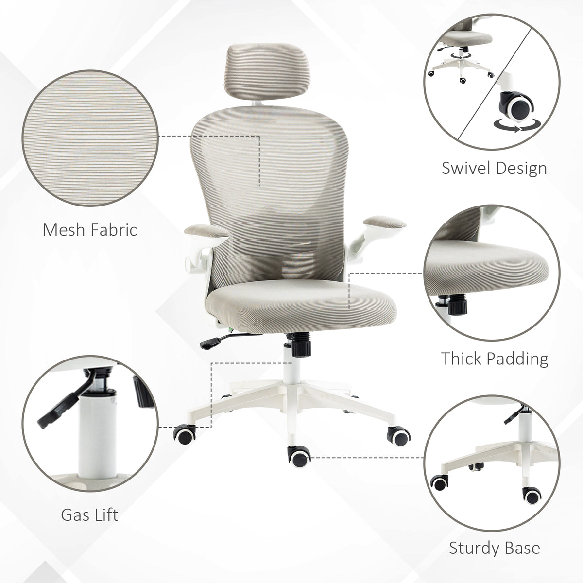 Silla de oficina ergonómica con soporte lumbar 4D