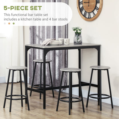 5-Piece Industrial Counter Height Bar Table Set