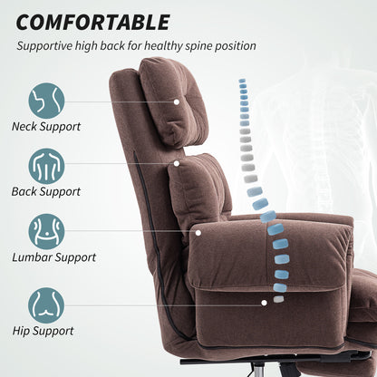 Ergonomic reclining office desk chair with footrest