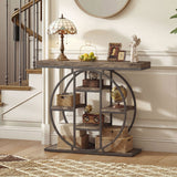 Industrial console table with storage shelves 100 x 30 x 81.5 cm
