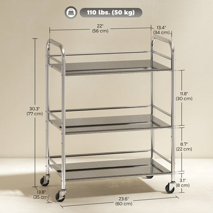 4-Tier Stainless Steel Rolling Utility Cart