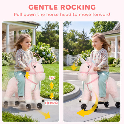 Unicorn ride-on toy with wheels and sounds
