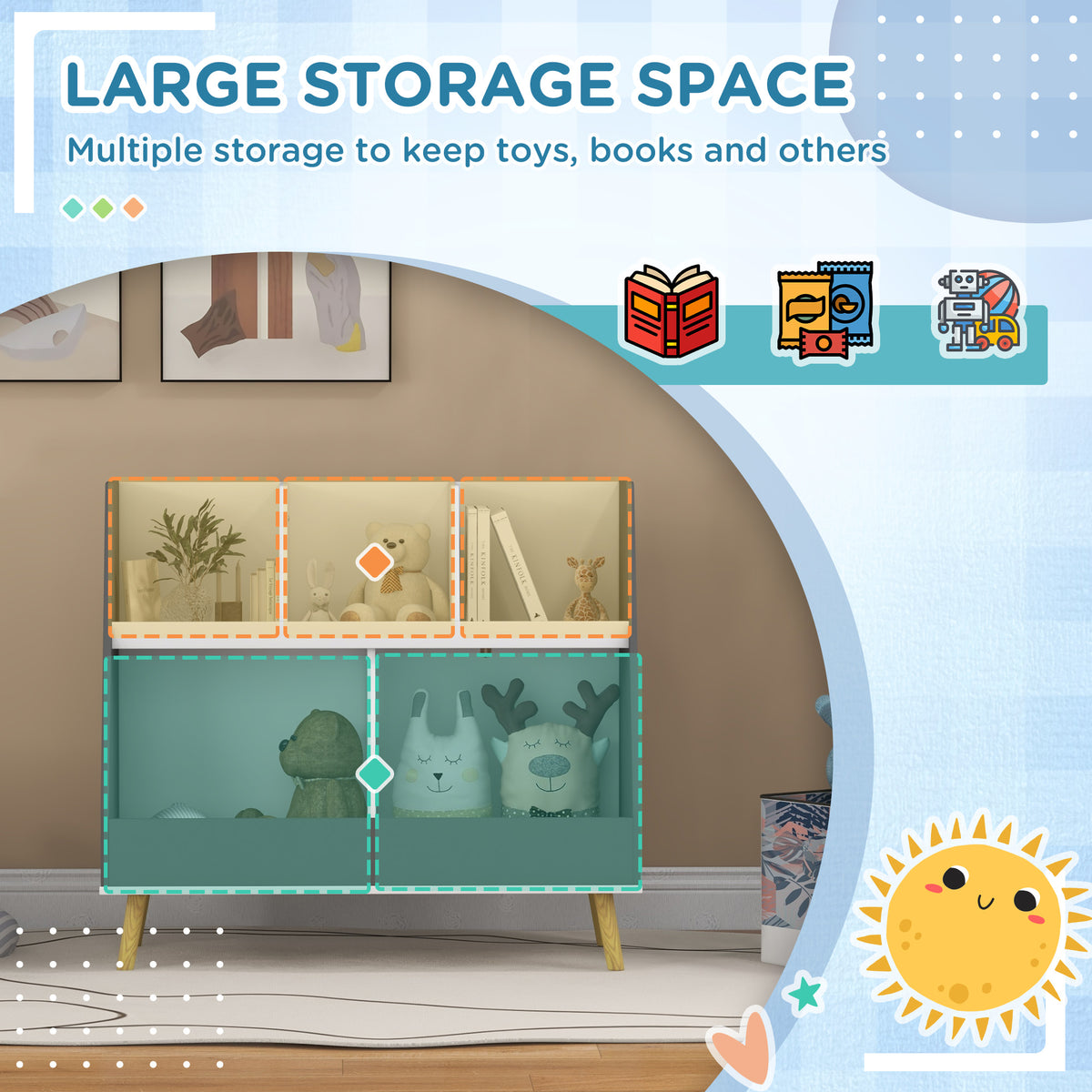 2-Tier kids toy storage organizer