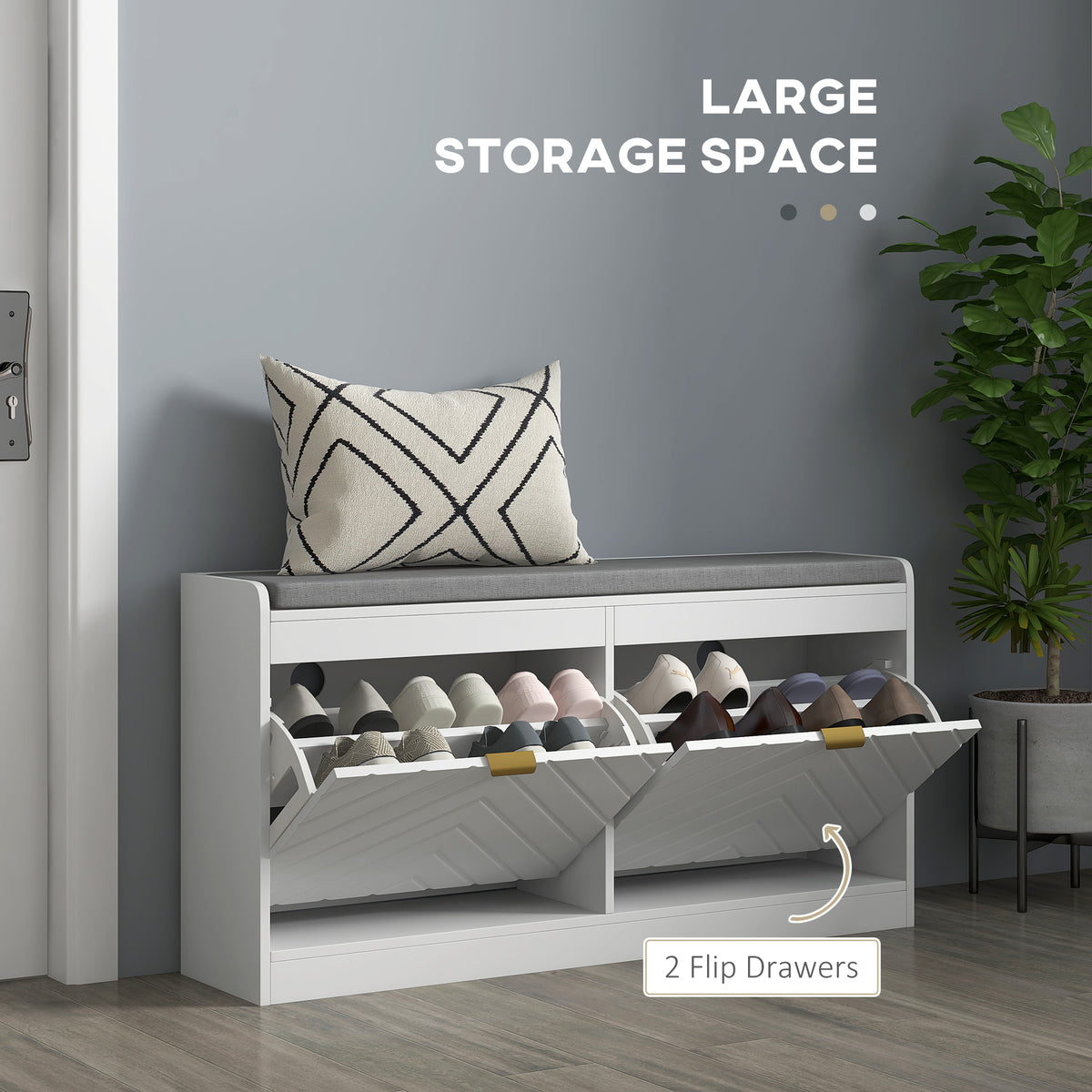 Shoe storage bench with cushion