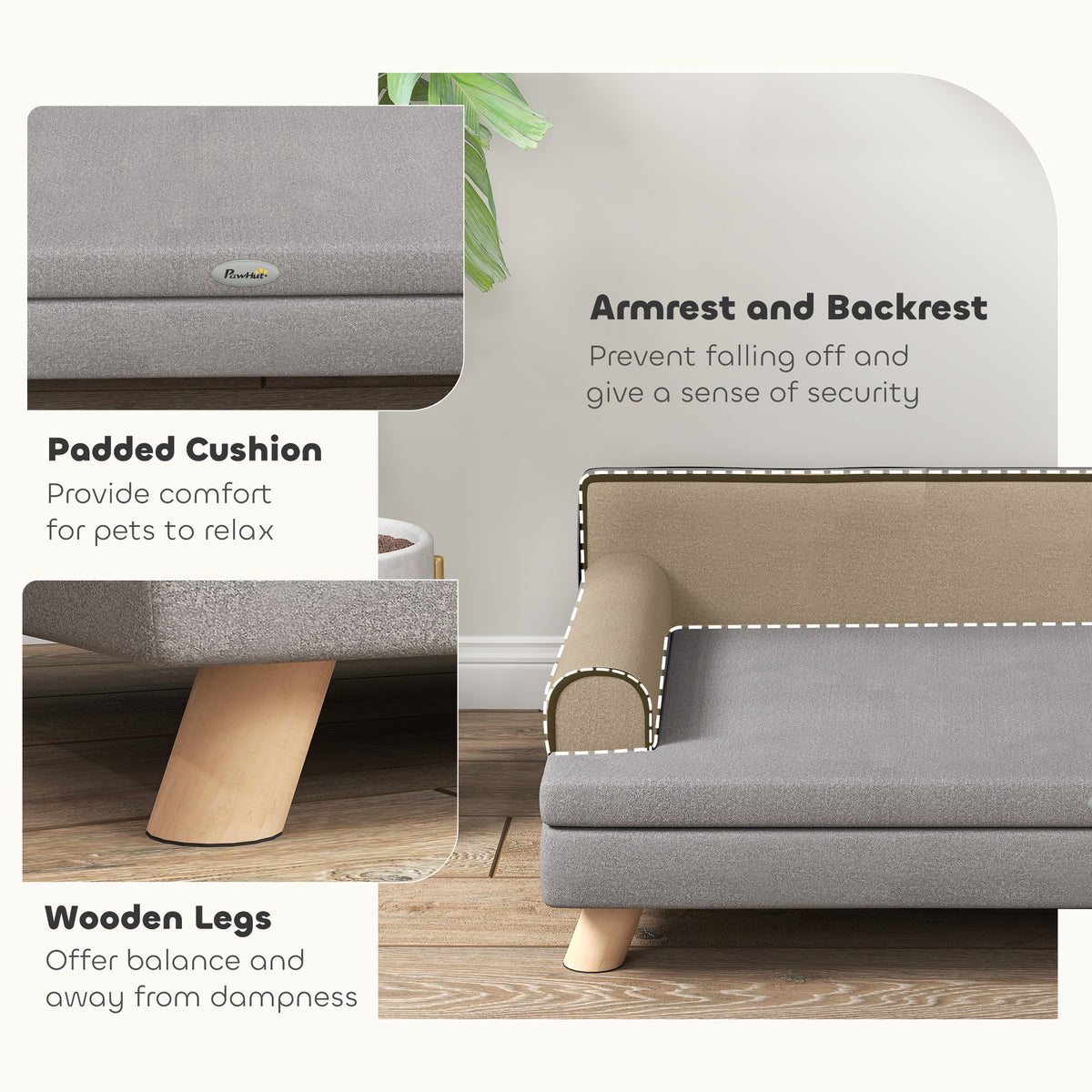 ਧੋਵਨਯੋਗ ਕ cushion ਵਾਲਾ ਉੱਚਾ ਕੁੱਤੇ ਦਾ ਸੋਫਾ