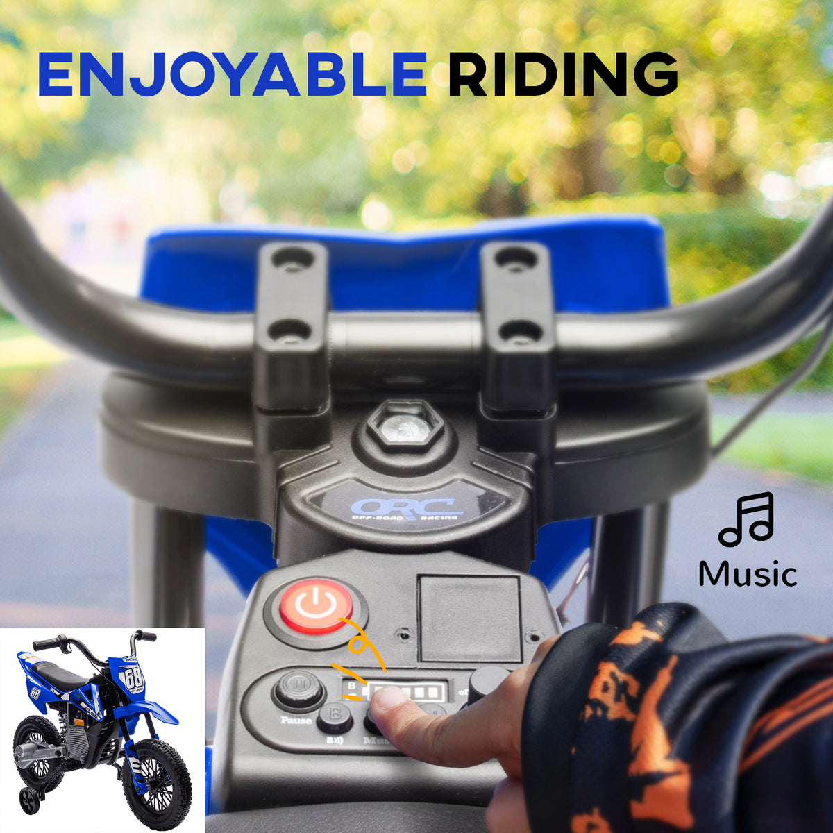 Electric Kids Motorcycle 12V with Training Wheels