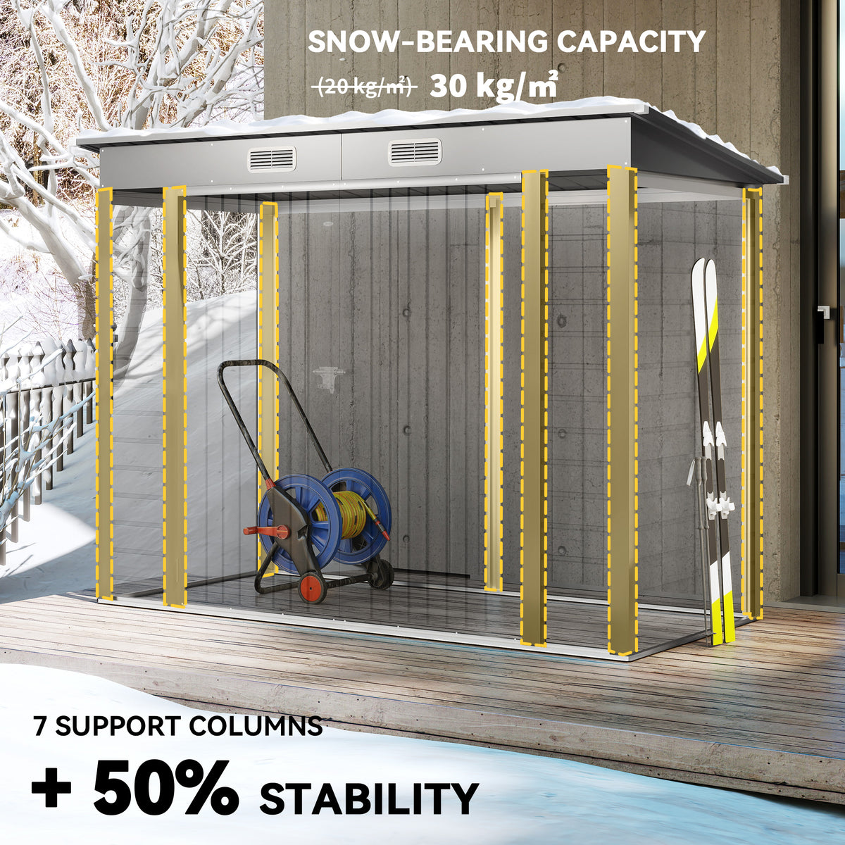 Galvanized Steel Garden Shed with Double Doors