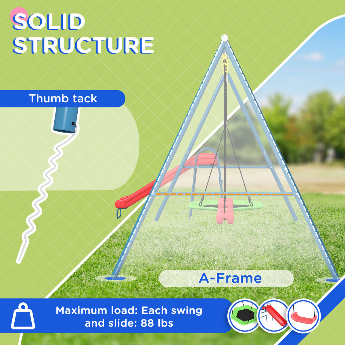 Outdoor Metal Kids Swing Set
