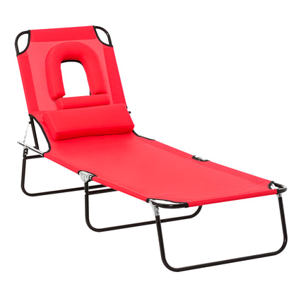 Tumbona plegable con orificio facial ajustable