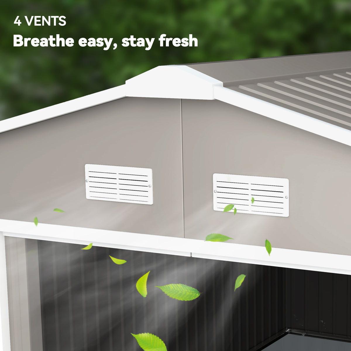 Galvanized Steel Garden Shed with Double Sliding Door